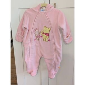 Disney Pink Fleece Bunting Suit with Winnie the Pooh & Piglet